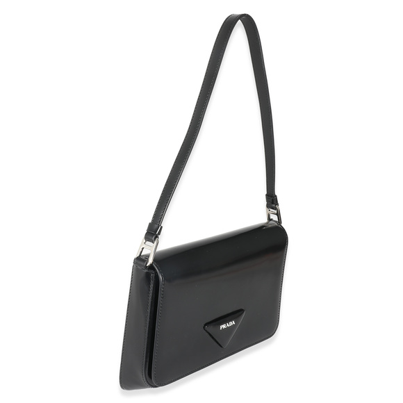 Prada Black Brushed Leather Shoulder Bag - Picture 3 of 8